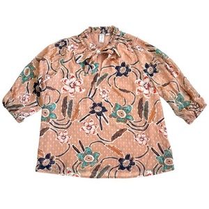 Joie Peach Multi Color Floral Blouse | Size Small